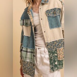 Blue Velvet Patchwork Denim Jacket/Top